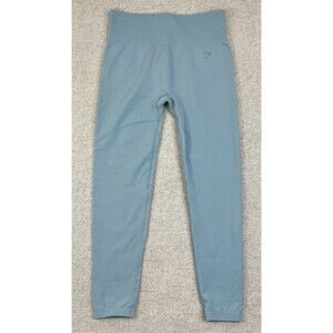 Gymshark Seamless Leggings Women's Size Small Blue Logo Waistband Yoga Workout